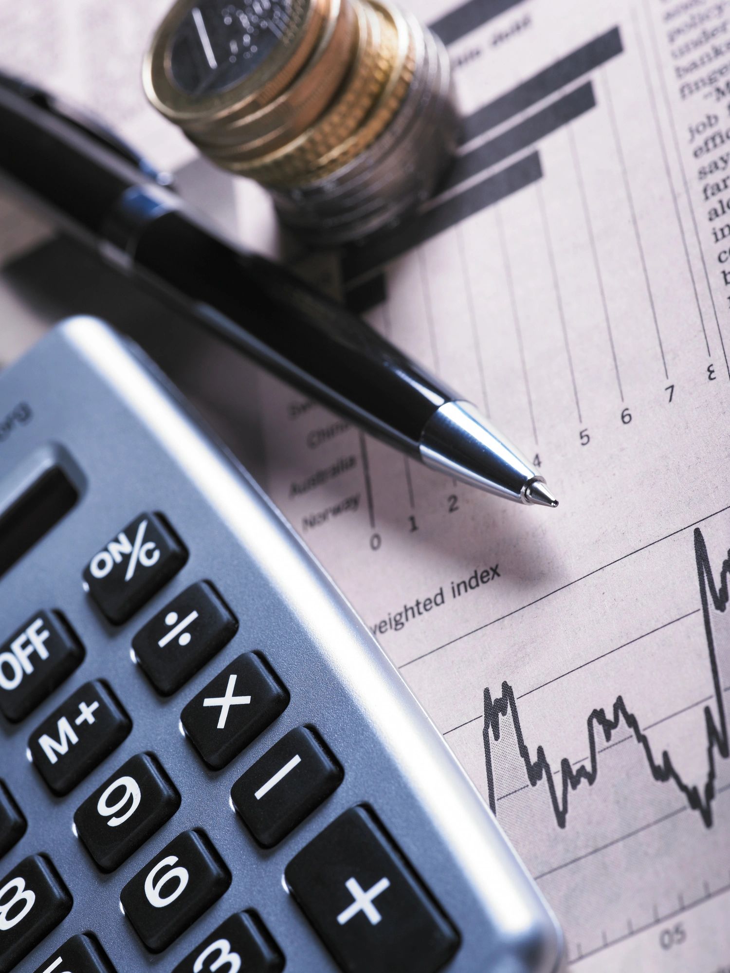Calculator and paperwork for estimating costs